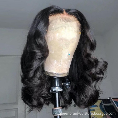 Short Bob Wigs Brazilian Hair Body Wave Lace Front Human Hair For Black Women Pre Plucked with Baby Hair Nature Black Color